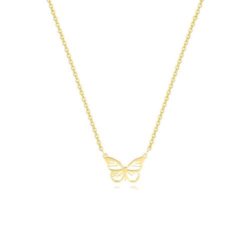 Butterfly Pendant Necklace for Women Stainless Steel 18K Gold Plated Fastness Dainty Italian Neck Chain Everyday Jewelry