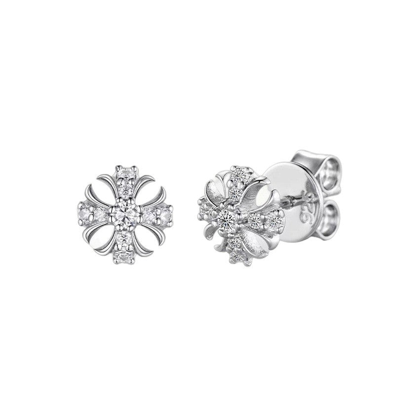 Cross Flower Moissanite Earrings