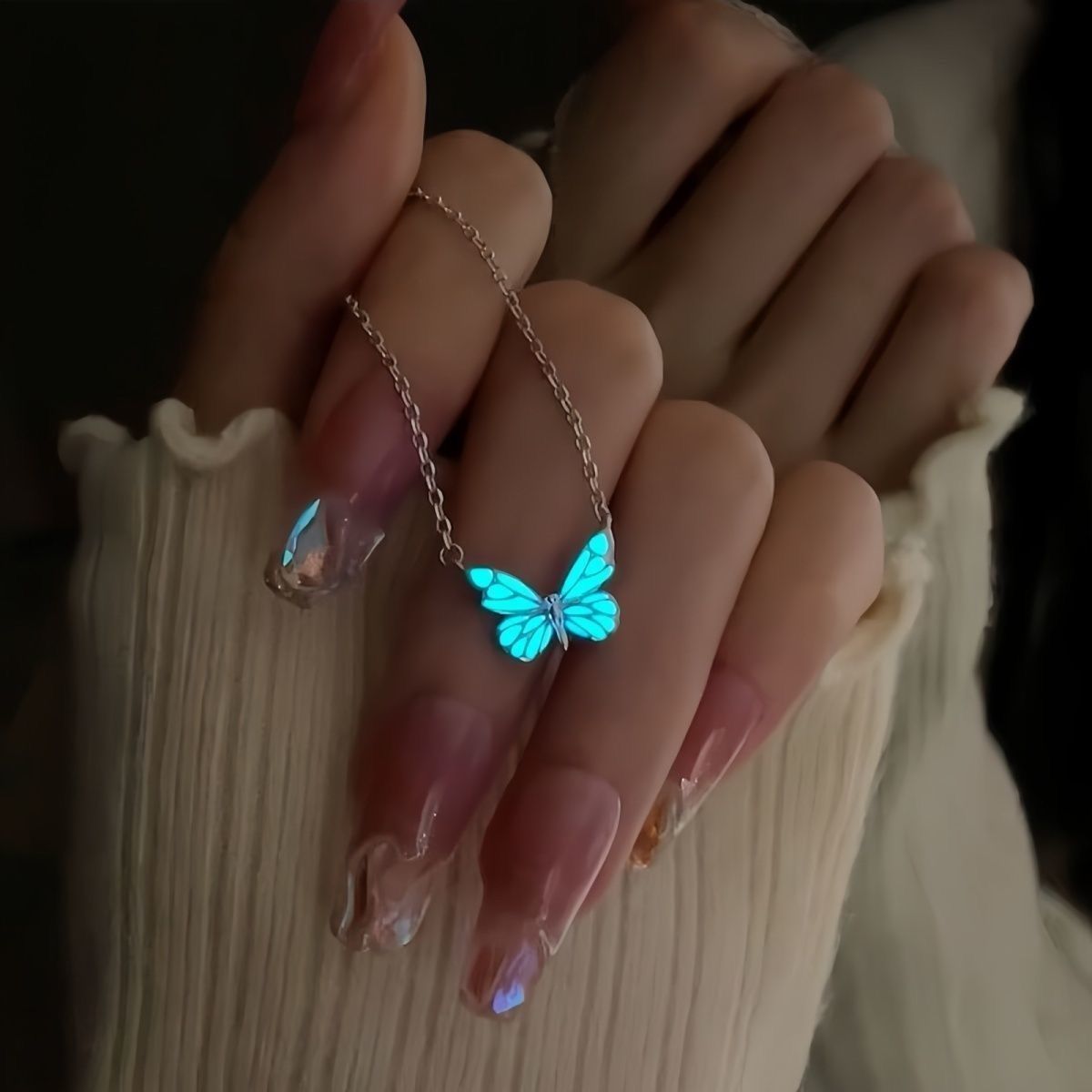 Luminous Butterfly Necklace and Bracelet