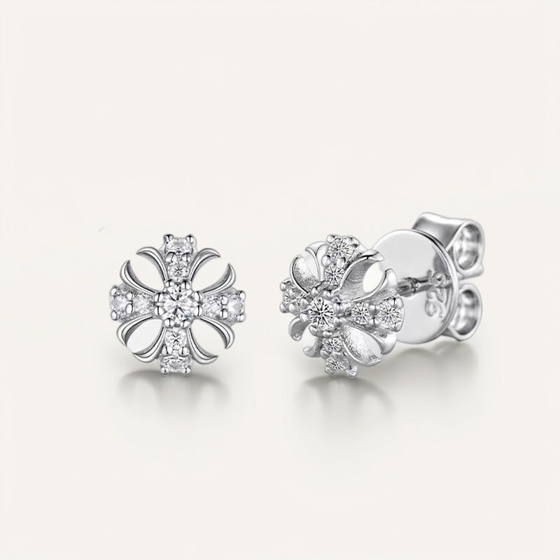 Cross Flower Moissanite Earrings