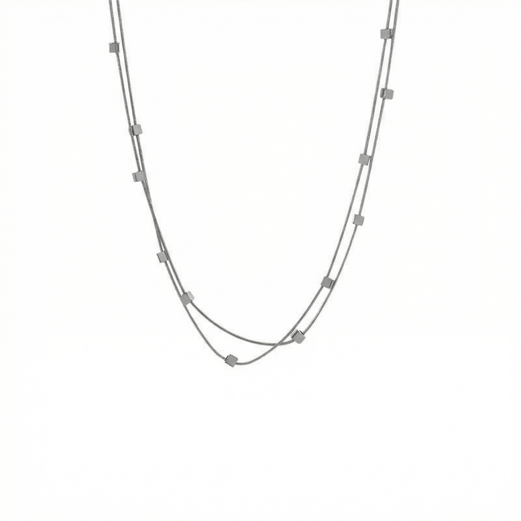 Square double-layer necklace