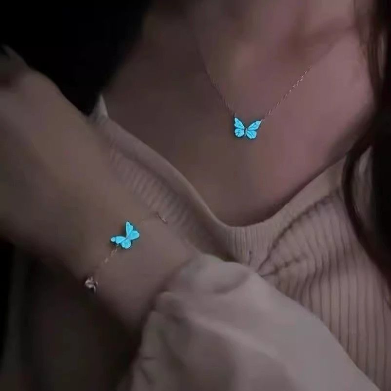 Luminous Butterfly Necklace and Bracelet