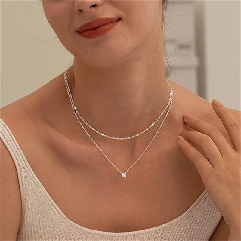 Double-Layer Cubic Zirconia Necklace
